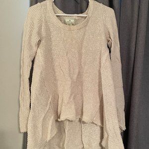 Ruby Moon Frayed Hem Knit Tunic Sweater